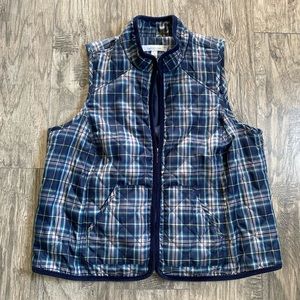 Croft & Barrow Plaid Vest 1X w/Corduroy Hem